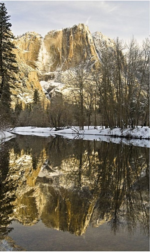 Mountains Reflecting In Merced River In Winter, Yosemite National Park